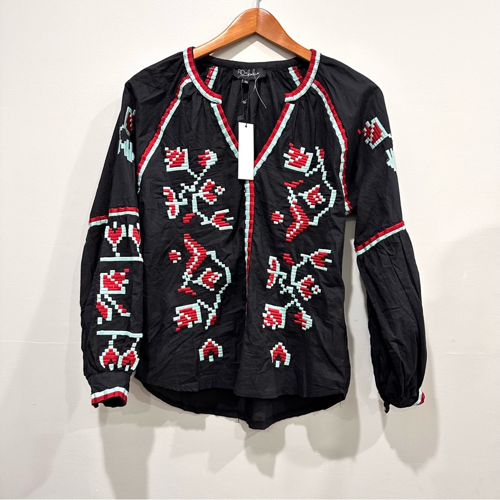 RD + Ko Ko Embroidered Tribal Boho Blouse